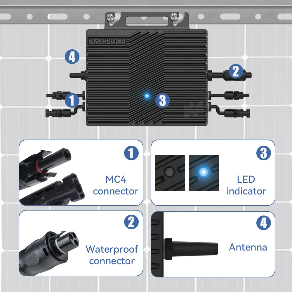 Excellent Quality IP67 800W WiFi 2 MPPT  MicroInverter Grid Tie Solar Inverter for Solar Panel for home use
