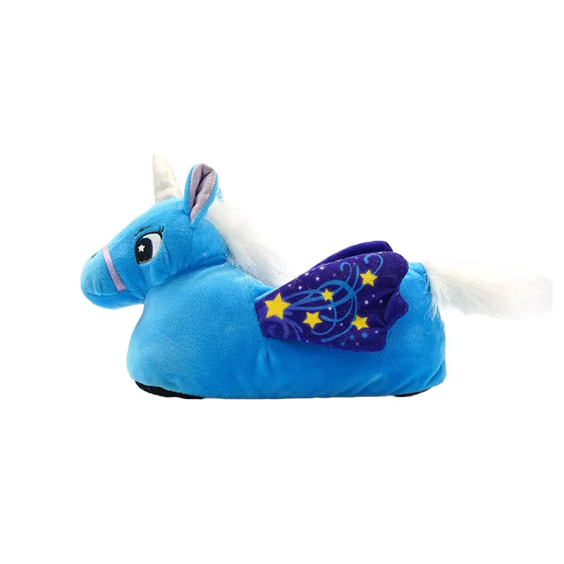 3D Cartoon Unicorn Warm Cotton Slippers Custom Home Cute And Fluffy Animal Print Slippers High Quality Shoes