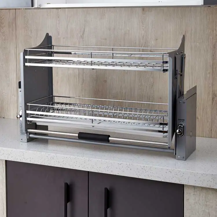 Kitchen Accessories Lift Basket Pull Down Shelves Cabinet Elevator Basket