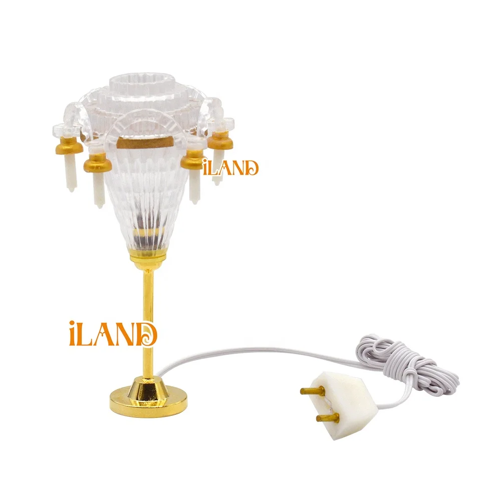 ILAND Dollhouse Plug-In Model 1:12 Five Candle Chandelier For Dollhouse Study, Living Room, Bedroom.