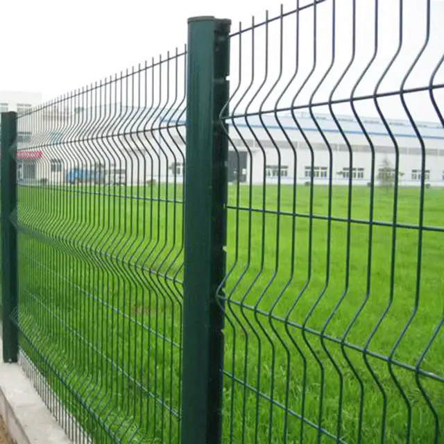 pvc coated decorative  galvanized triangle bending  welded  wire mesh 3d curved top fences panels