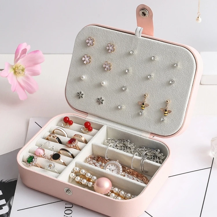 
Low MOQ Wholesale Necklace Accessories Travel Storage Organizer PU Leather Jewelry Box 