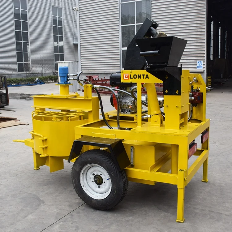 LONTA M7M1 Semi Automatic Mobile 4 Inch Interlock Hollow Paver Mould Compress Mud Earth Soil Clay Brick Block Making Machine