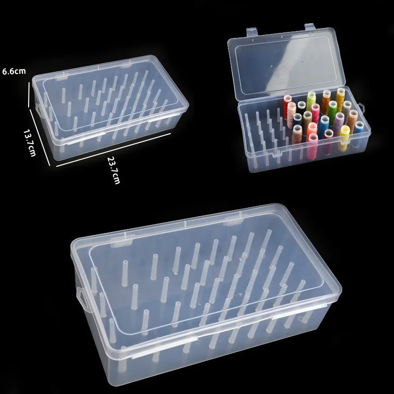 42 Spools Thread Holder Organizer Clear Sewing Storage Box Embroidery Thread Organizer for 42 Spools Home Embroidery Quilting
