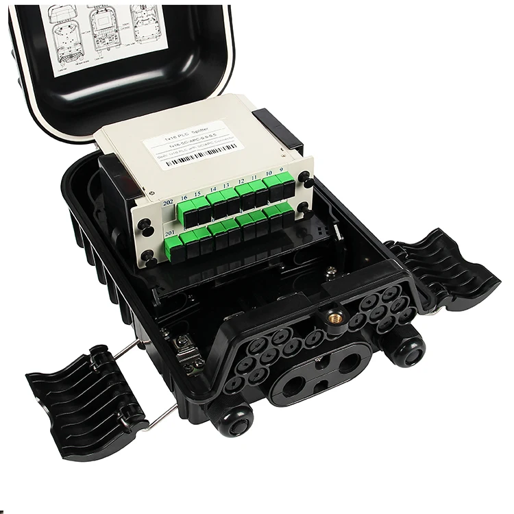 FTTH cable bending lock type IP65 FDB 16 ports outdoor terminal box 1x16 splitter NAP fiber distribution box