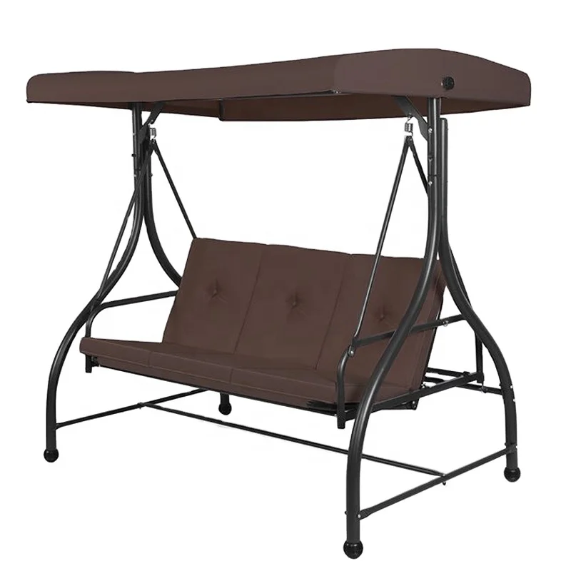 Person Swings Seat Chair 3-Seat Garden Furniture Piece Set Side Tables Cushions Patio Swing 3 Seats