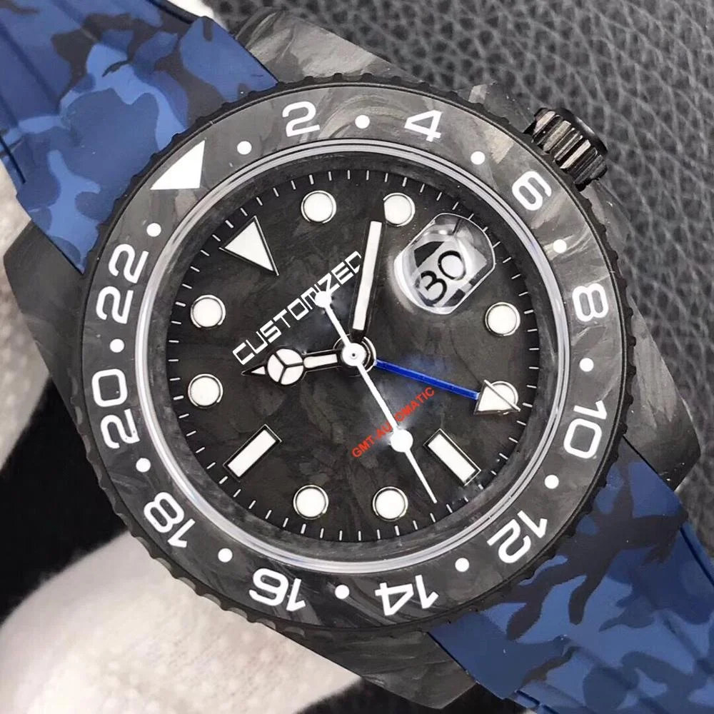  Роскошные часы GMT-Master из углеродного волокна для дайвинга автоматические Супер Светящиеся спортивные военные