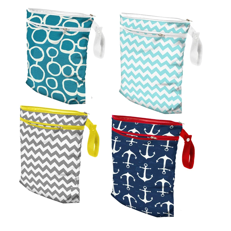 30*40 Cm New Waterproof Fashion Printing Wet And Dry Diaper Bag Double Pocket Cloth Wet Bag