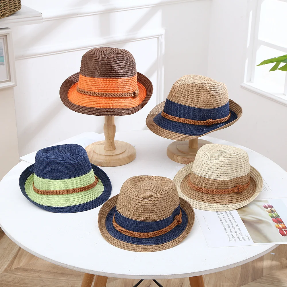 New Summer Parent Child Fashion Straw Hat Outdoor Beach Versatile Beach Hat Wholesale Simple and Personalized Sunshade Top Hat