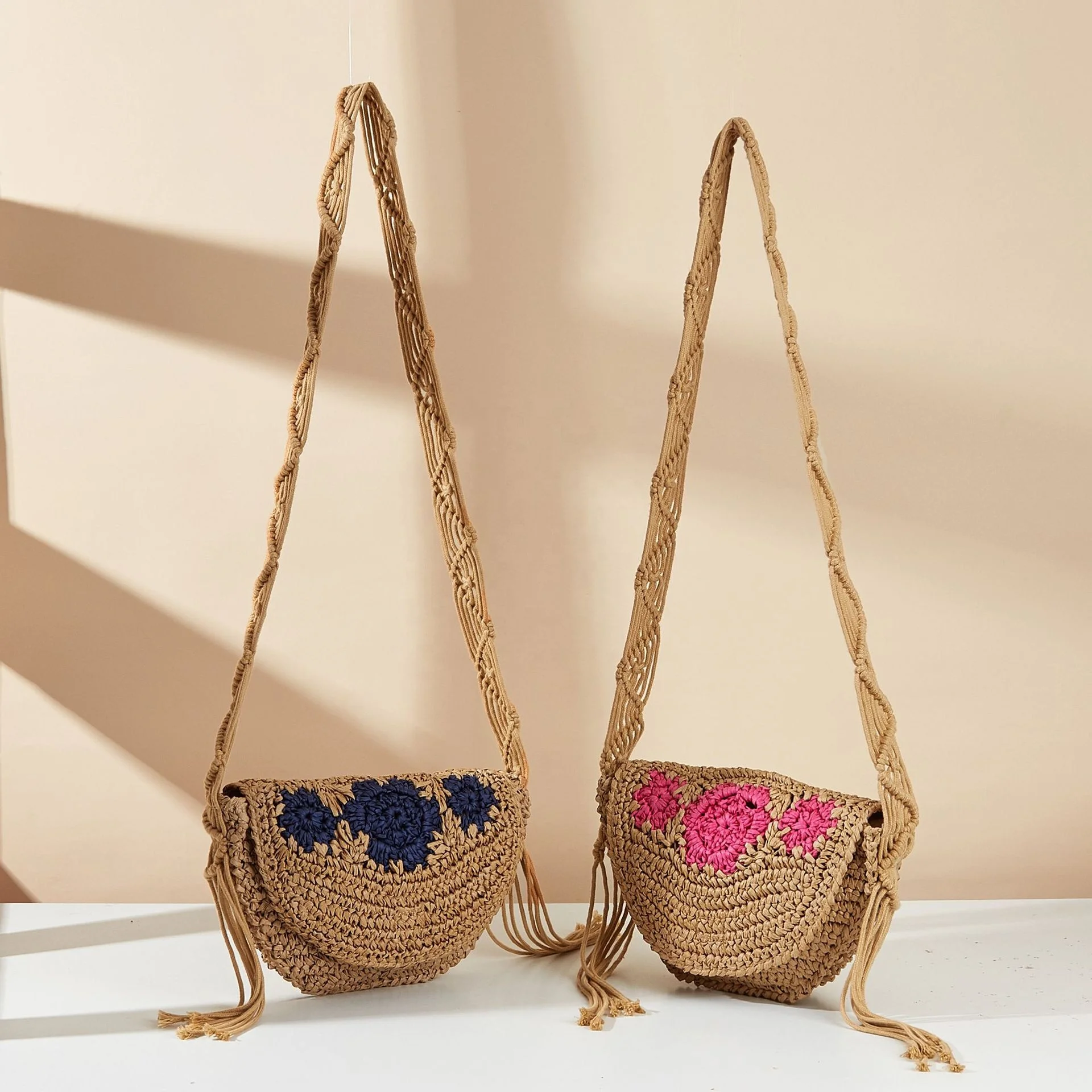 Цветочная сумка с кисточками, ручная вязаная соломенная широкая Наплечная Сумка с пряжкой