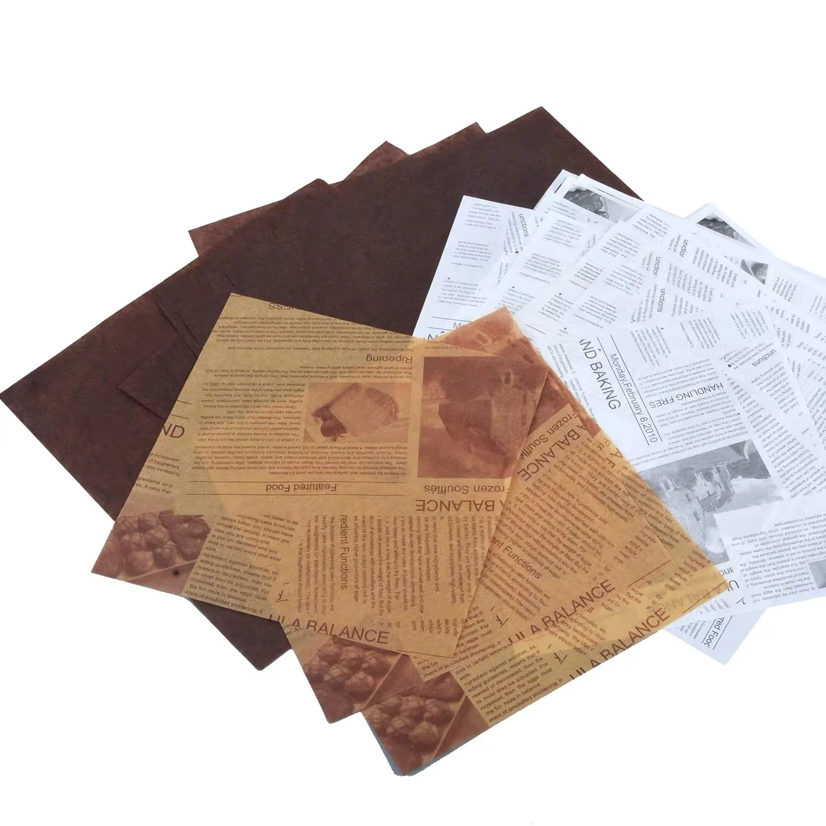 Factory direct custom design greaseproof barbecue paper English letters newspaper for food packaging
