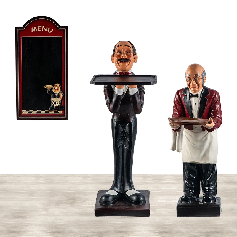 160cm Life Size Chef Statue with Chalkboard Resin Chef Menu Board for Restaurant Large Resin Statue