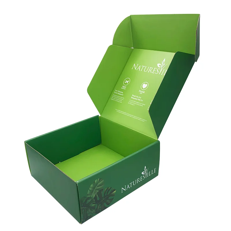 021 hot sale Custom Logo Cardboard Cartons Shipping Mailer Box Green Cosmetics Mailing Skin Care Corrugated Paper Packaging Box