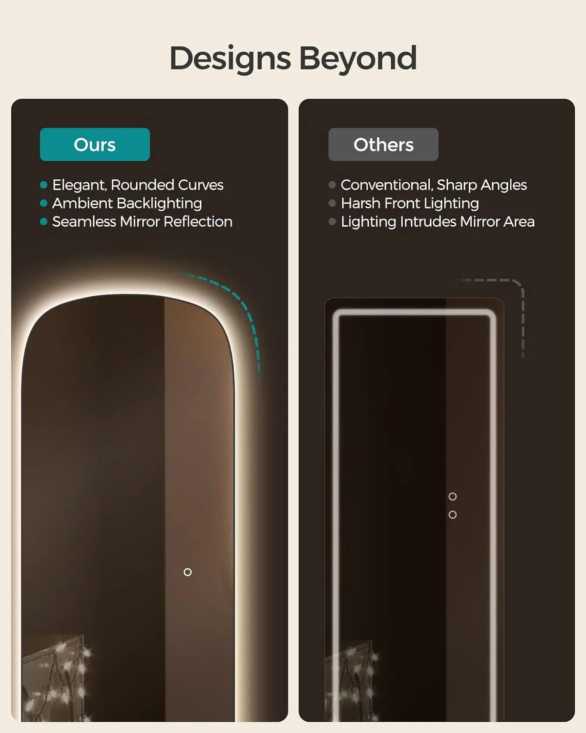 Hot sale factory direct handmade dressing shatterproof led bathroom mirror