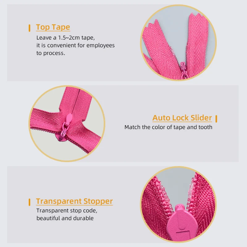 Eco-Friendly Invisible #3 Plastic Colored Skirts Zippers For Sewing