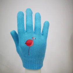 AGRADECIDO High Quality Winter Gloves Knitted Gloves Cute Printing Cartoon Flamingo Hand Gloves