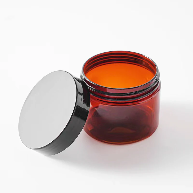 2oz 4oz 6oz 8oz 12oz 16oz Amber Lotion Cream Body Butter Lip Scrub PET Plastic Jar with Lid for Cosmetic Packaging Container