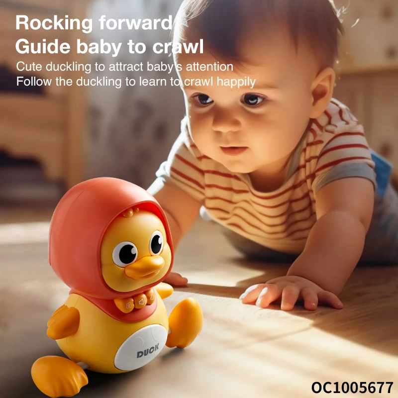 Soothing doll early education toy singing and dancing electric small duck climbing toy light up ducks toy for baby