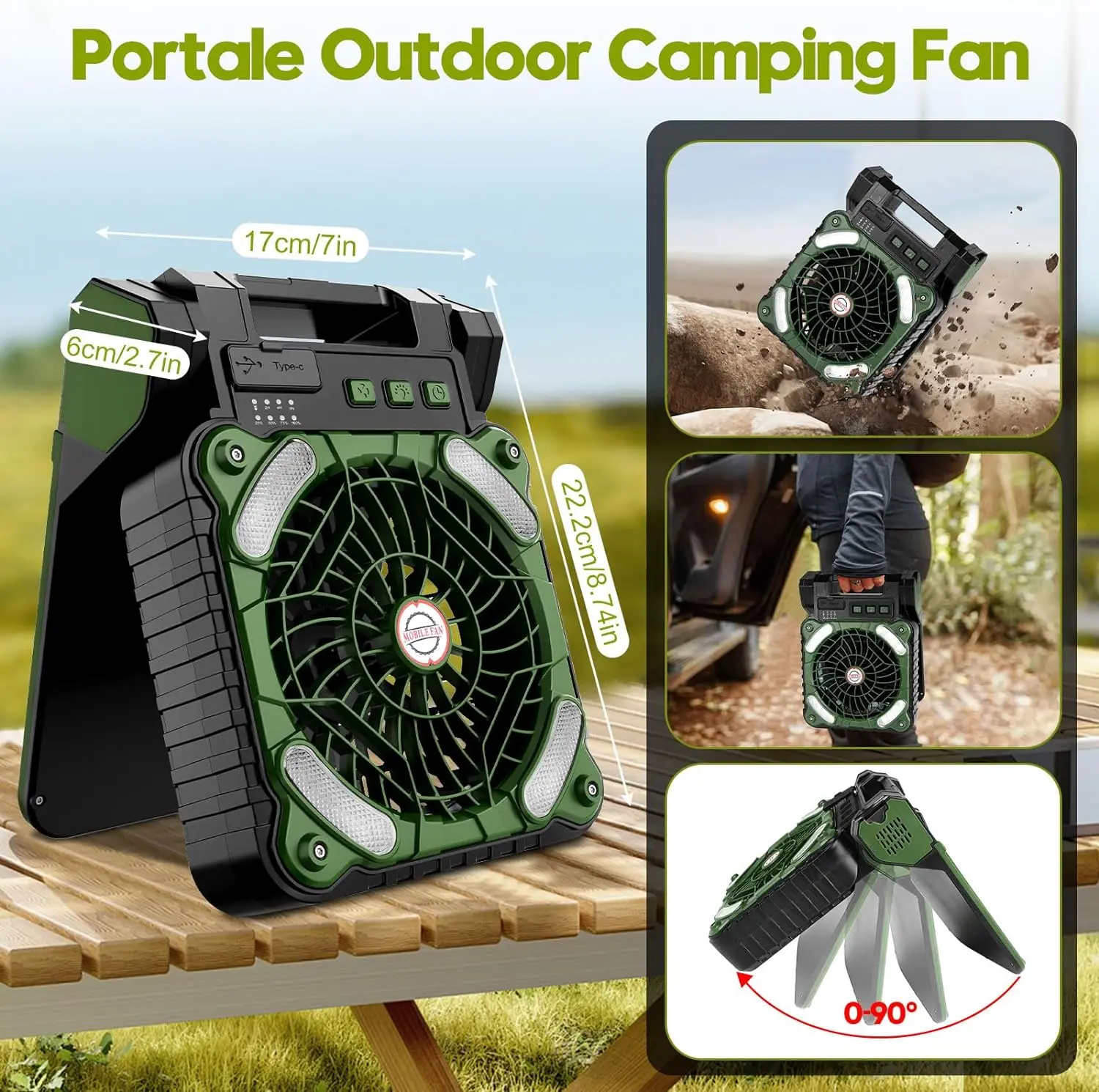 5200mAh/7800mAh Emergency Power Bank Led Solar Camping Light Portable Solar Powered Fan