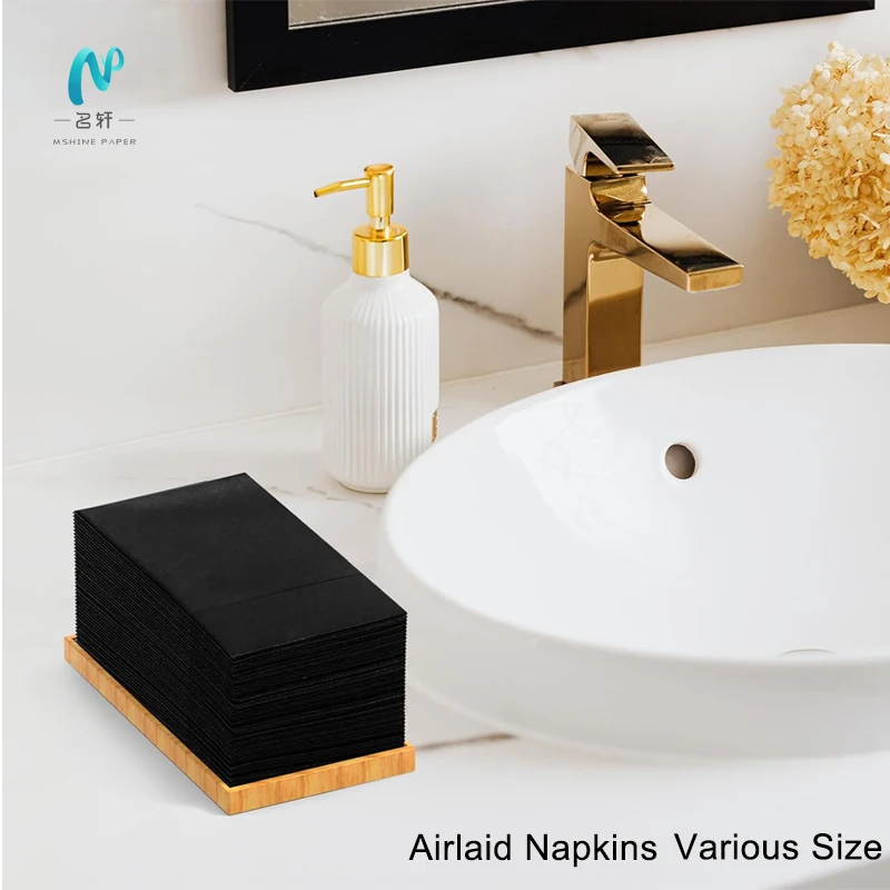 Custom luxury thick airlaid lunch napkins for restaurant with logo  disposable napkins  dinner napkins black tissue