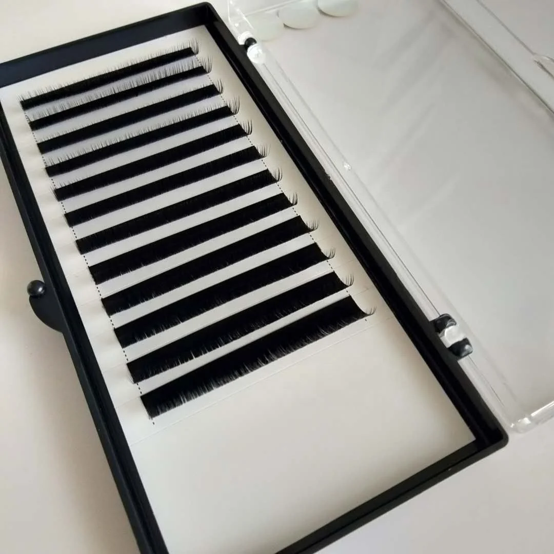 Korean pbt eyelash individual human hair eyebrow extensions 8-15mm 12 lines mix length lashes
