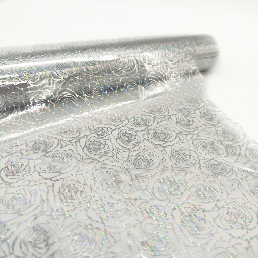 15 mic thickness rose pattern hot stamping transfer foil glue on fabric & leather