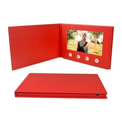 hot sale red paper video player 7 inch lcd screen electronic book video photo albums business video brochure card for wedding