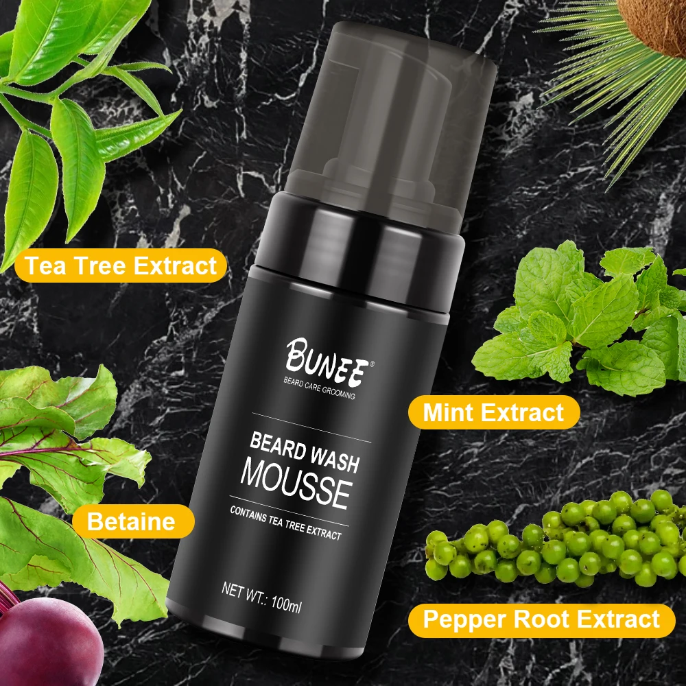 BUNEE Barber men grooming Citrus Mint Cooling face beard wash shampoo foam for private brand