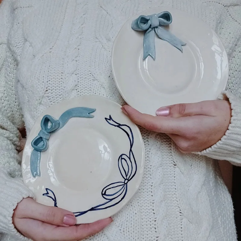 Ceramic bow handmade trinket dish decorative bow jewelry dish cute ring dish homedecor and girl gift