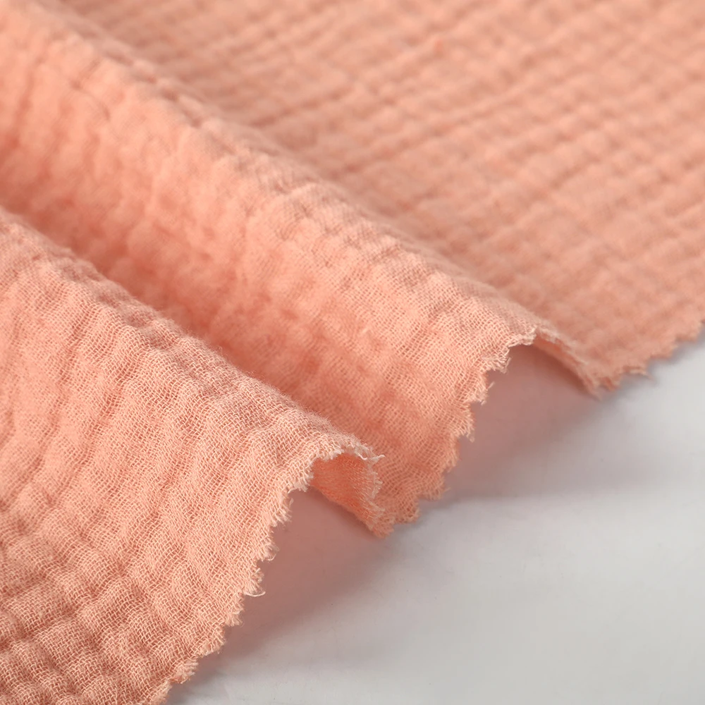 High quality breathable anti-bacterial double gauze crinkle muslin crushed italian crepe fabric supplier for clothing