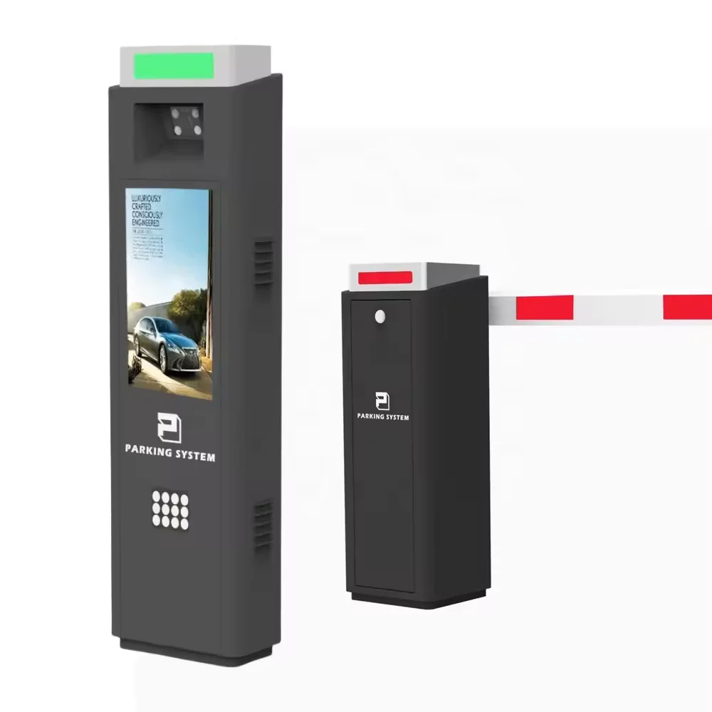 Parking System Lcd Display Multi Language Available License Plate Recognition With Barrier Gate  Parking Ticket System
