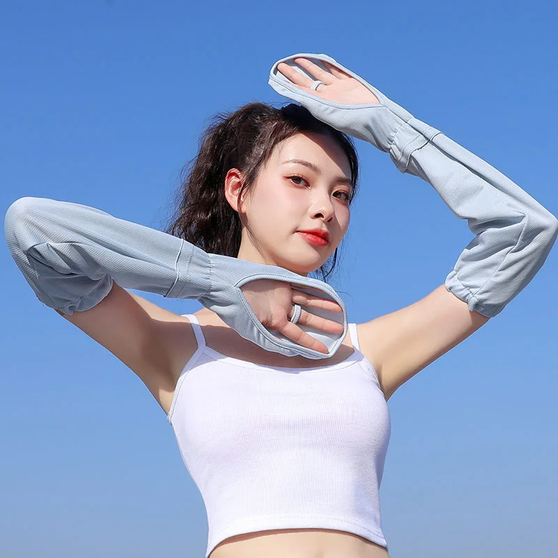 Custom Polyester Arm Sleeves Women Girls Uv Protection Cooling Arm Sleeves Polyester Fishnet Arm Sleeves For Sun Protection