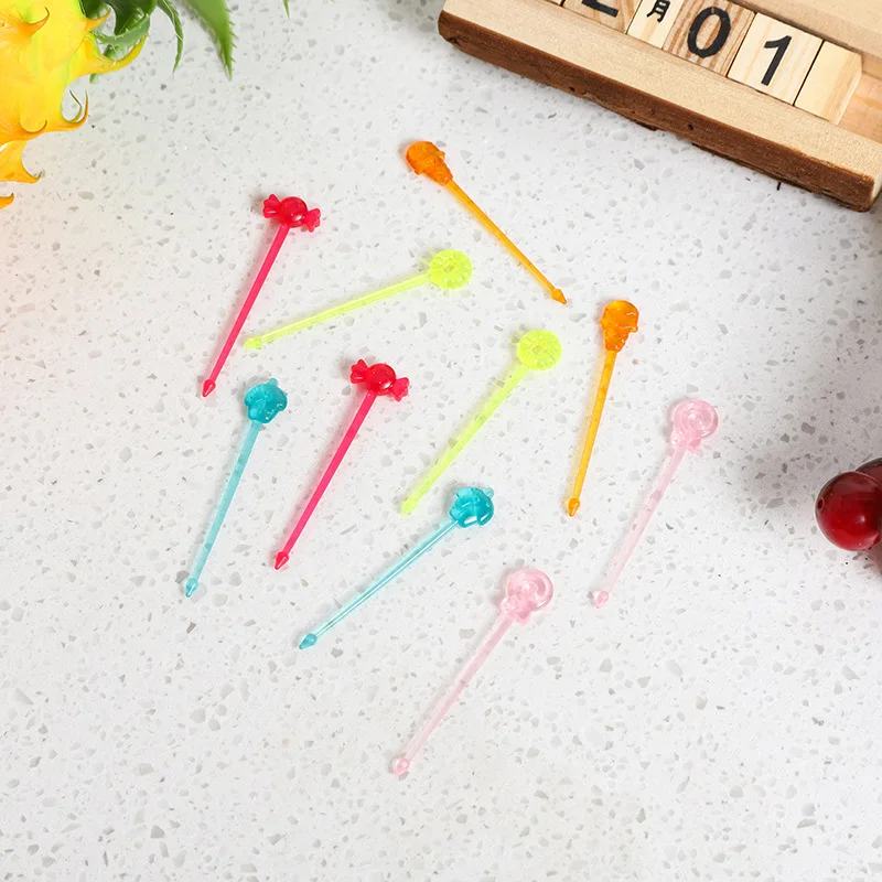 Animal Fruit Fork Food Grade Plastic Mini Cartoon Kids Cake Fruit Toothpick Bento Lunch Bento Accessories