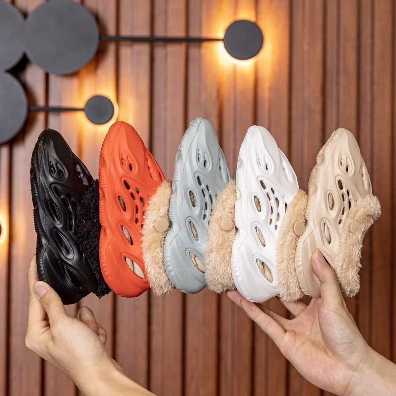 Hot Sale Winter Clogs men and women cotton shoes baby fluffy shoes Yezz fur Kids Slippers