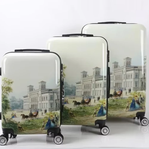 Custom Printed ABS PC Trolley Travel Luggage Adorable Beauty Case with Spinner Wheel Fashionable Suitcases for Women