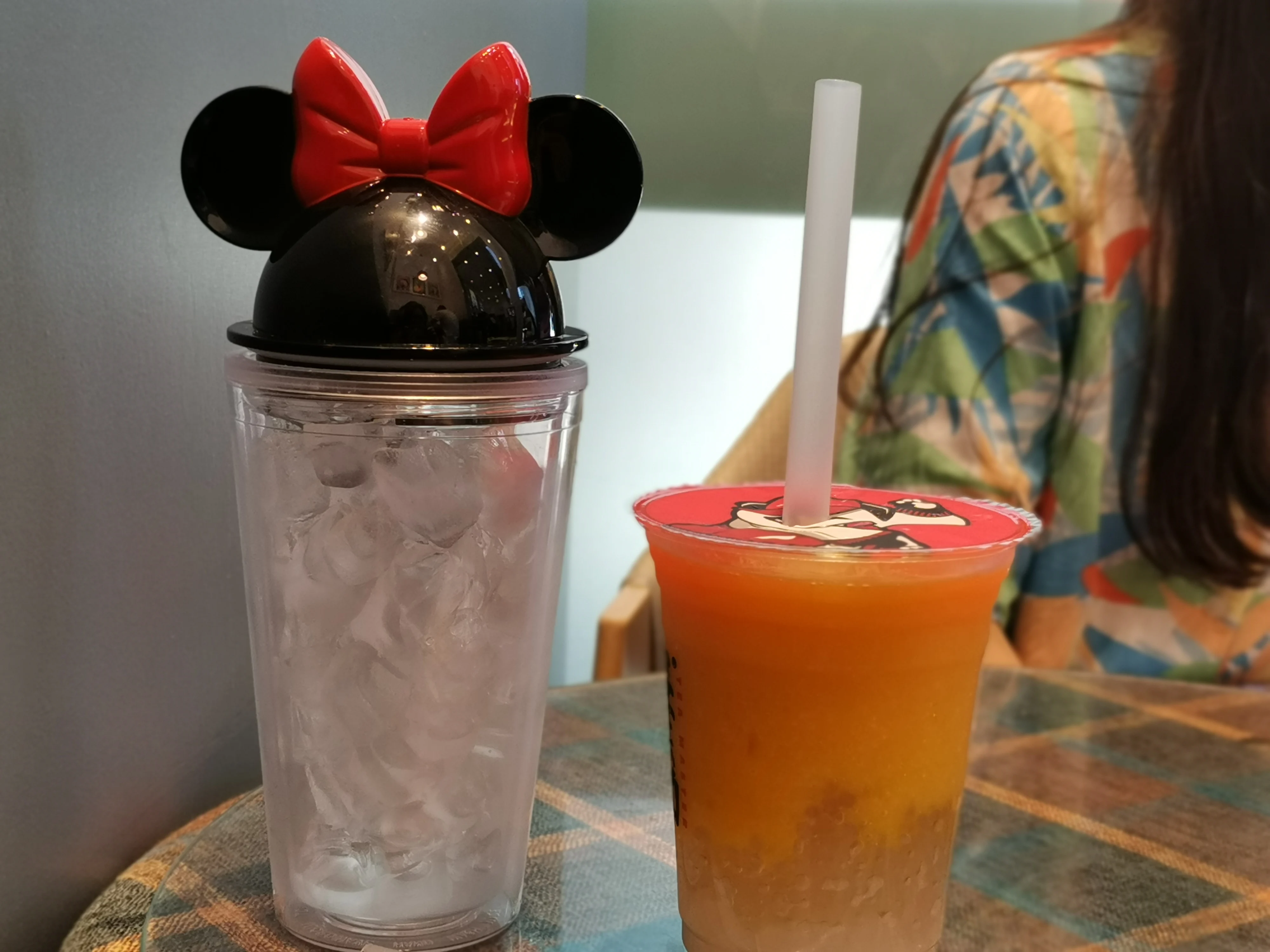 16oz Double Wall Plastic Tumbler Couples Cups With Minnie Mouse Ear Shape Lid And Straws Portable Water Cups