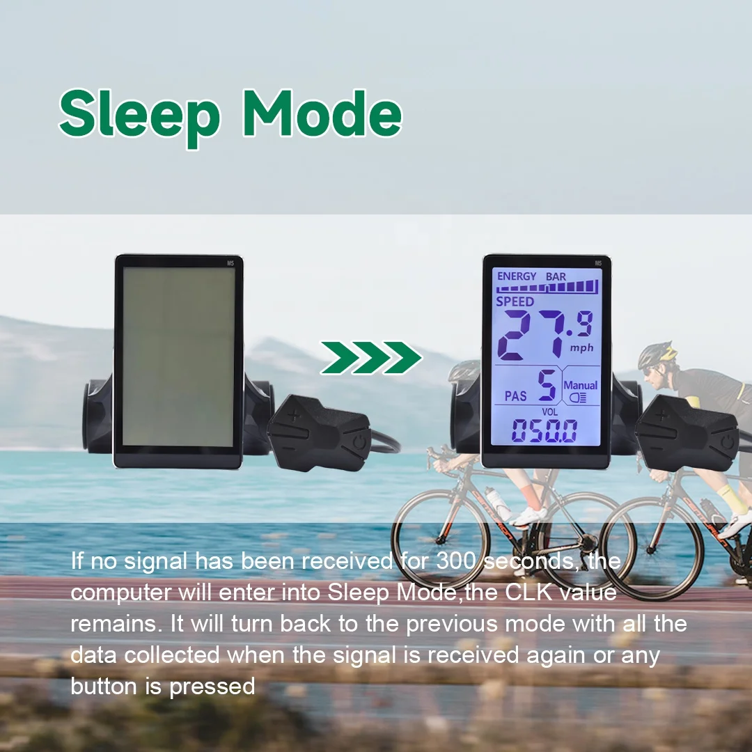 Electric Bike Lcd Display 24V 36V 48V 60V 5 Pin E Scooter M5 Panel Meter Screen With Waterproof Connector