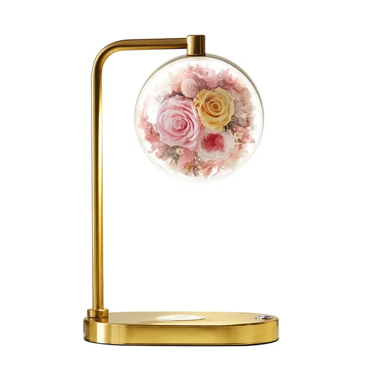 2022 Newest and Popular Mobile Phone Charging Lamp With Preserved Rose For The Home Decoration