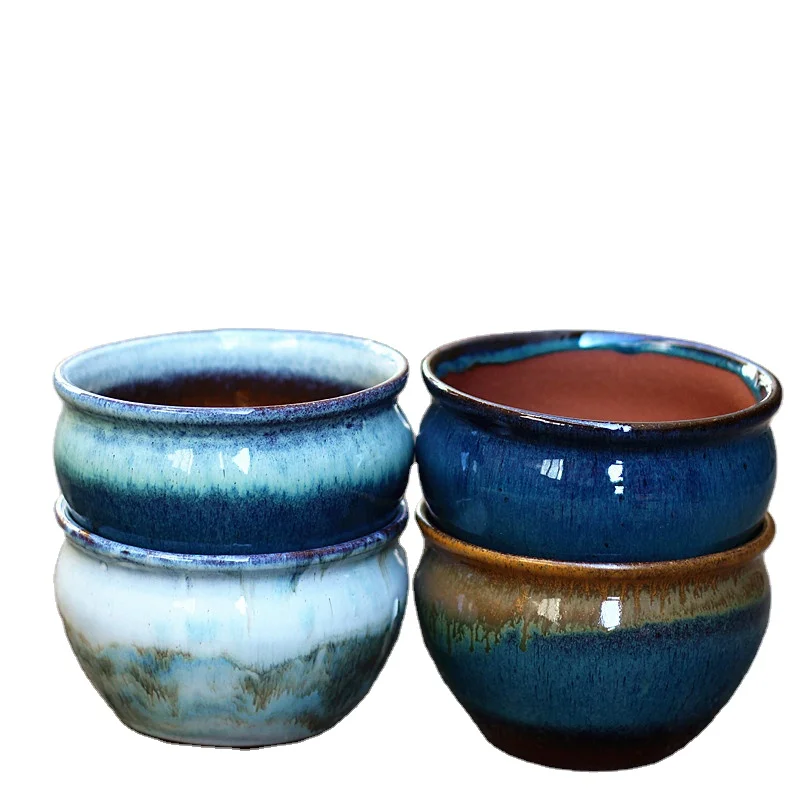 MSH Yixing Purple Clay Pot Coarse Pottery Simple Balcony Desktop Small Flowerpot
