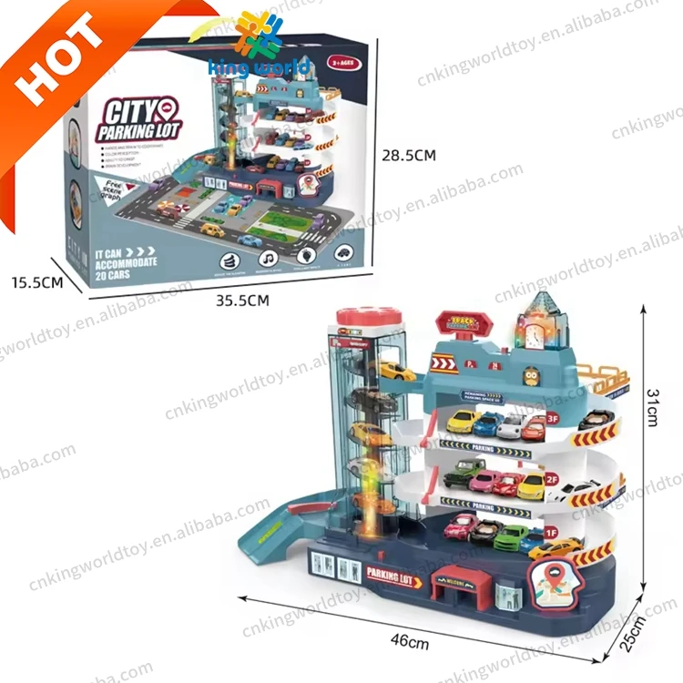 Electric Winding Stair Vehicles Stopping Place 3 Storey Car Track Building City Parking Lot Toys for Kids