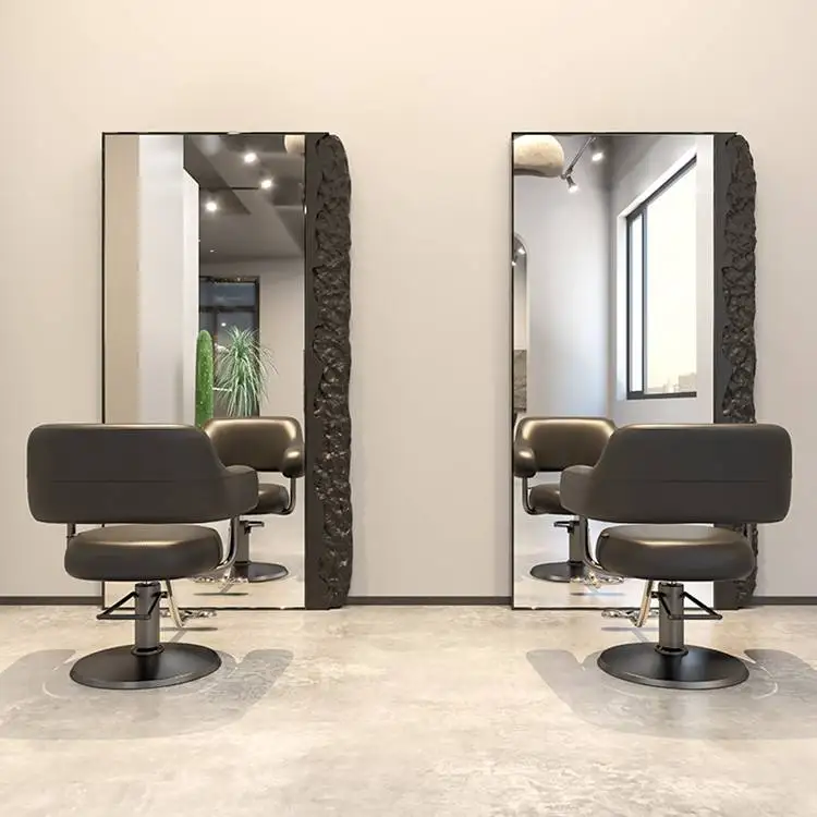 Professional Hair Barber Shop Mirror Full Length Dimmer Light Hairdressing Mirrors Salon Funiture Customization