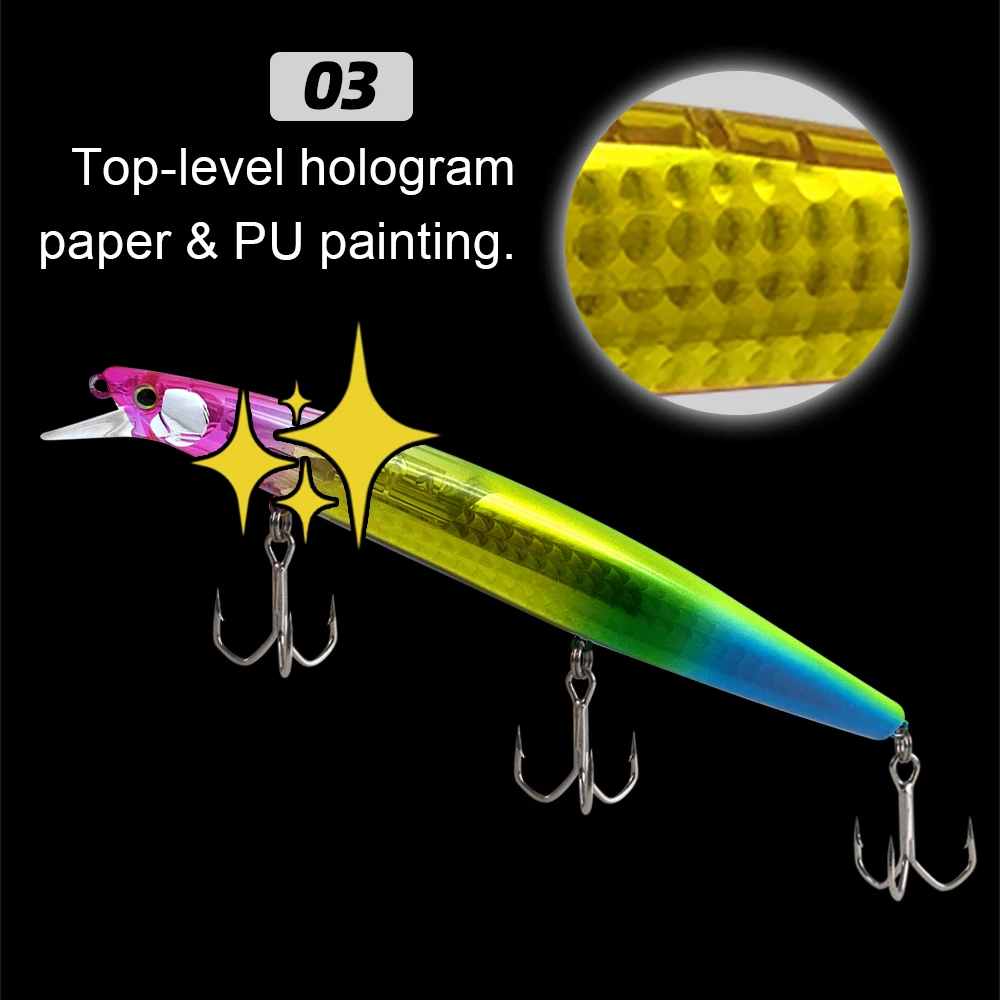 Jerkbait 163mm 32g Big Game Sea Bass Fishing Lure Long Casting Deep Saltwater Minnow Floating