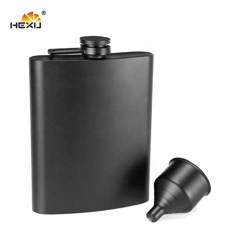 Stainless Steel 8oz Cool Black Colour Painted Best Hip Flasks For Men