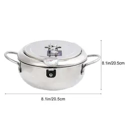 304 Stainless Steel Tempura Deep Fryer Pot With Thermometer And Oil Drip Rack Lid For Chicken Fries Fish Shrimp Oil Frying Pan