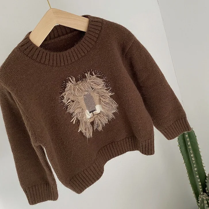 UG Children Sweater Lion Boys Sweaters Autumn Teenager Cardigan For Boys Clothes Cotton Toddler Baby Sweater 100% Cotton Fabric