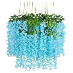 3.6 Feet Colorful Wisteria Vine Home Wedding Hanging Flowers Garland Artificial Dried Silk Decorative Flowers