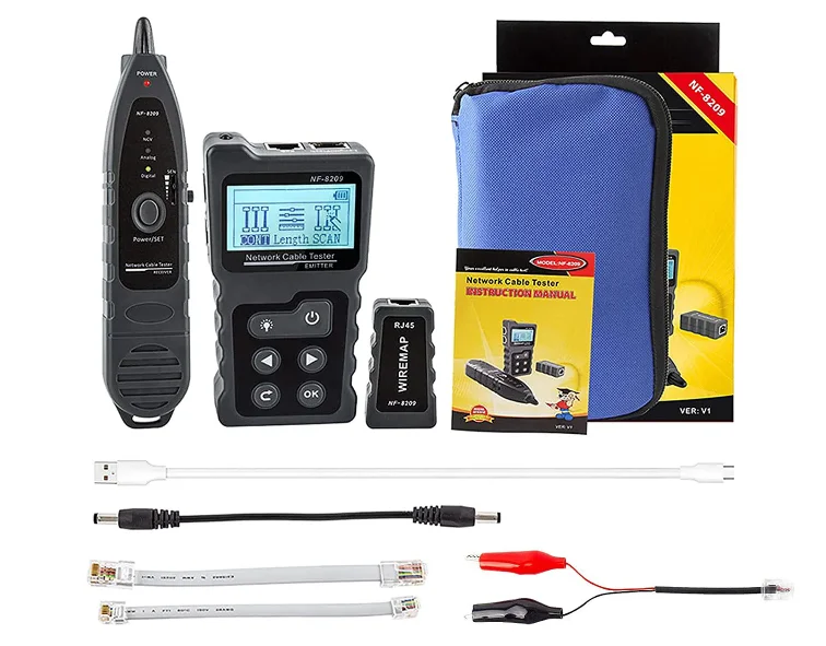 LCD Display Measure Length RJ 45 RJ 11 Bnc Wire Tracker Network Poe Cable Tester NF8209 POE Wire Tracker