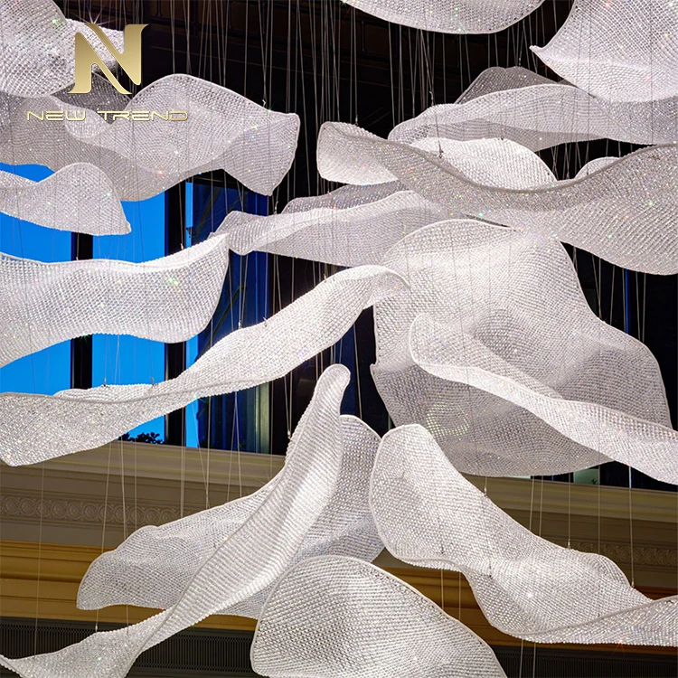 Art Design Ballroom Hotel Lobby Hall Decoration Project Lighting Ceiling Large Crystal Chandelier