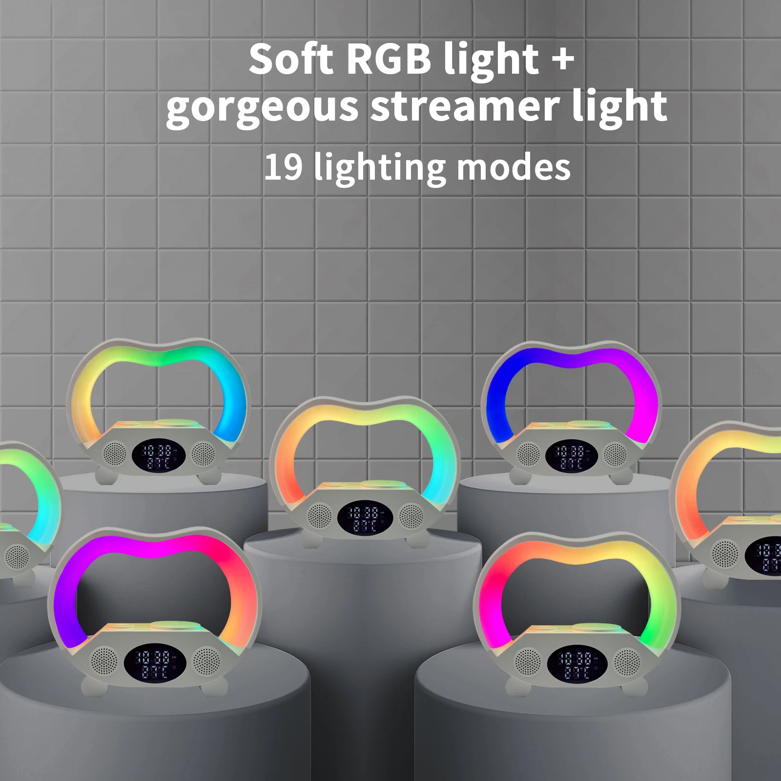 Multi-function 15W Wireless RGB Light Lamp Gift Smart Speaker Mobile Charging Station Fast Wireless Charger Stand