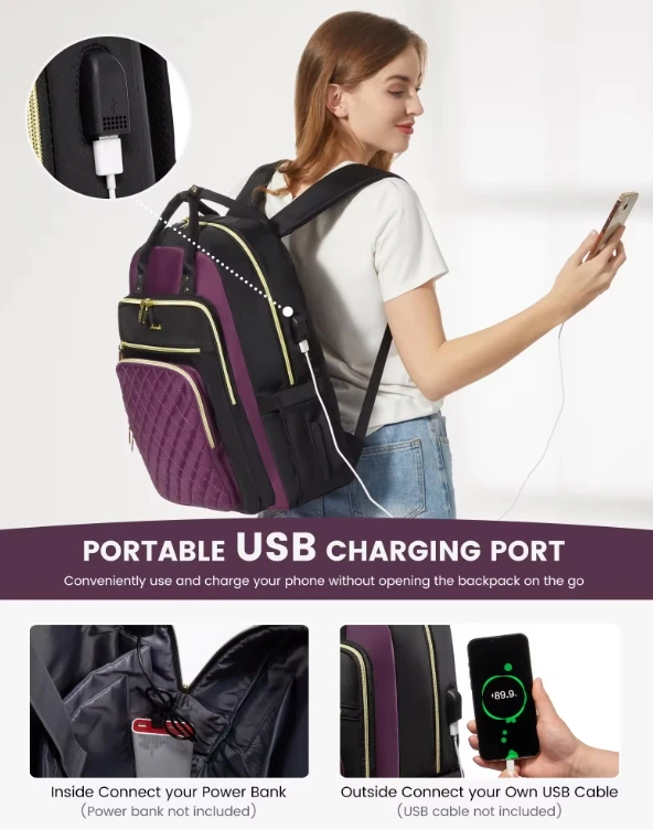 LOVEVOOK высококачественный стеганый водонепроницаемый Противоугонный USB дорожный ноутбук школьные сумки для женщин и подростков модный рюкзак